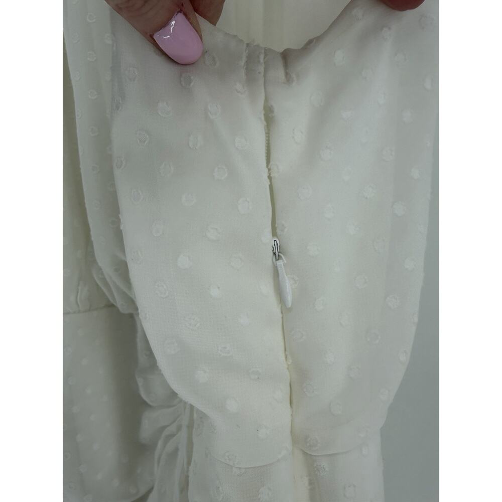 NEW Lena White Sleeveless Halter Neck Mini Dress Polka Dot Cinch Hem Large - Picture 11 of 11